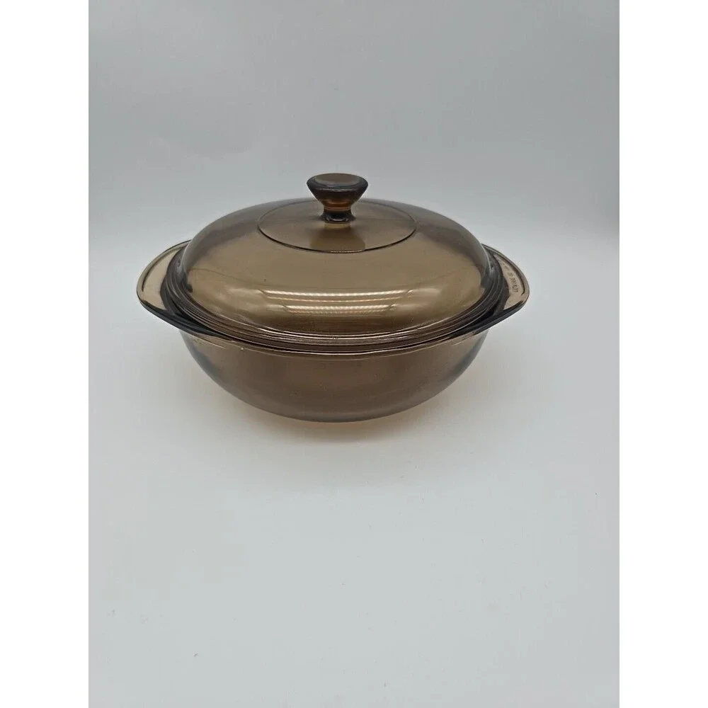 Vintage Pyrex Fireside 023-N Amber 1.5 Quart Round Covered Casserole w/ 623C Lid